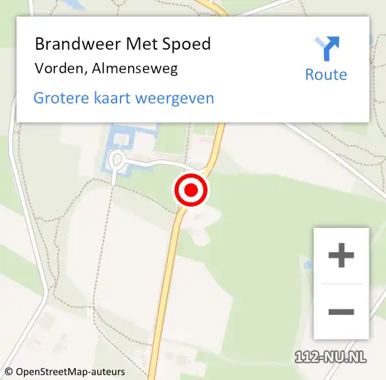 Locatie op kaart van de 112 melding: Brandweer Met Spoed Naar Vorden, Almenseweg op 21 juni 2016 05:55