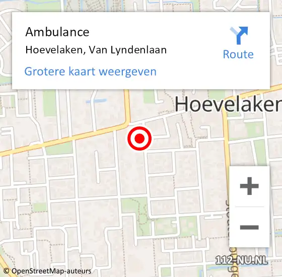 Locatie op kaart van de 112 melding: Ambulance Hoevelaken, Van Lyndenlaan op 21 juni 2016 06:25