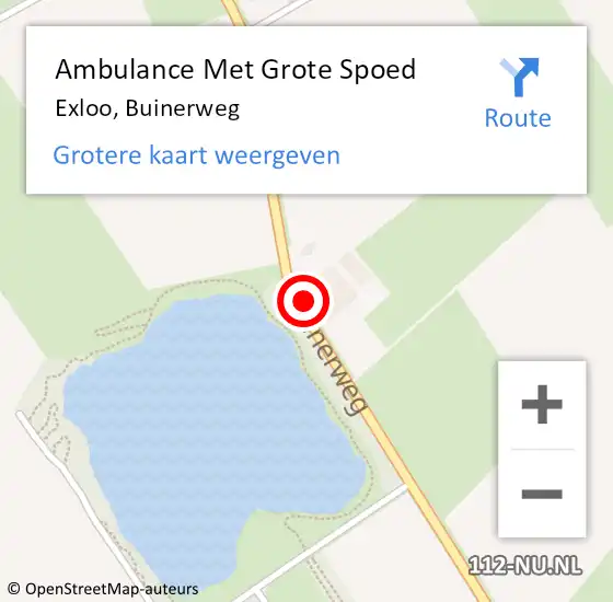 Locatie op kaart van de 112 melding: Ambulance Met Grote Spoed Naar Exloo, Buinerweg op 21 juni 2016 07:07