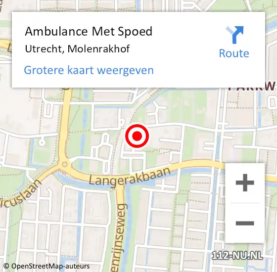 Locatie op kaart van de 112 melding: Ambulance Met Spoed Naar Utrecht, Molenrakhof op 21 juni 2016 08:00