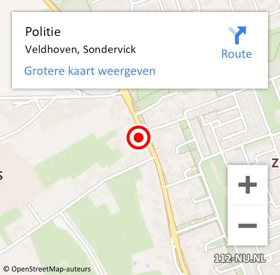 Locatie op kaart van de 112 melding: Politie Veldhoven, Sondervick op 21 juni 2016 08:30