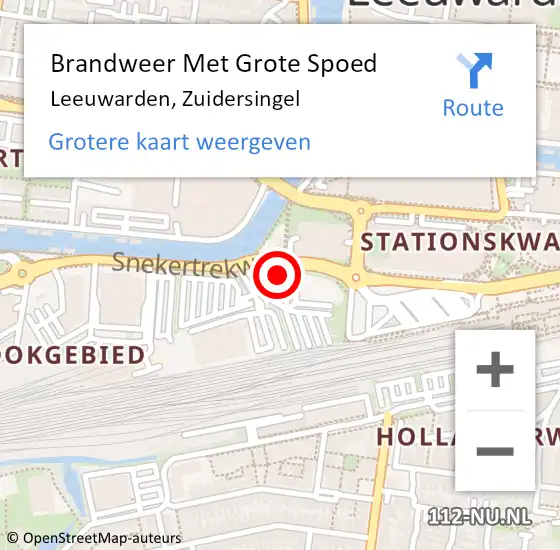 Locatie op kaart van de 112 melding: Brandweer Met Grote Spoed Naar Leeuwarden, Zuidersingel op 21 juni 2016 09:04