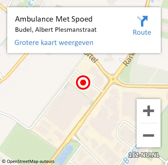 Locatie op kaart van de 112 melding: Ambulance Met Spoed Naar Budel, Albert Plesmanstraat op 21 juni 2016 09:15