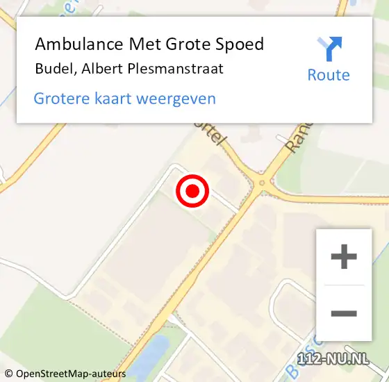 Locatie op kaart van de 112 melding: Ambulance Met Grote Spoed Naar Budel, Albert Plesmanstraat op 21 juni 2016 09:22