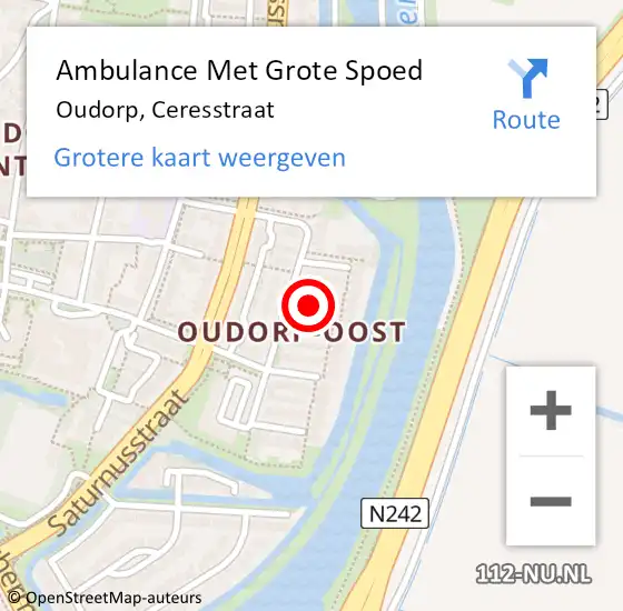 Locatie op kaart van de 112 melding: Ambulance Met Grote Spoed Naar Oudorp, Ceresstraat op 21 juni 2016 09:23