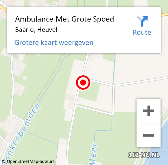 Locatie op kaart van de 112 melding: Ambulance Met Grote Spoed Naar Baarlo, Heuvel op 5 september 2013 17:46