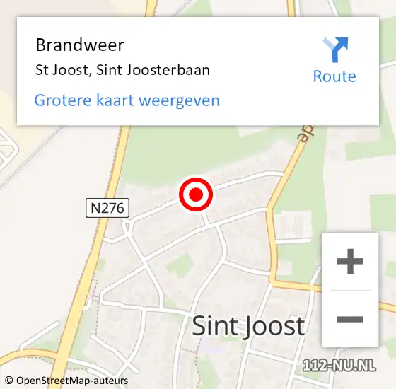 Locatie op kaart van de 112 melding: Brandweer St Joost, Sint Joosterbaan op 18 december 2013 20:35