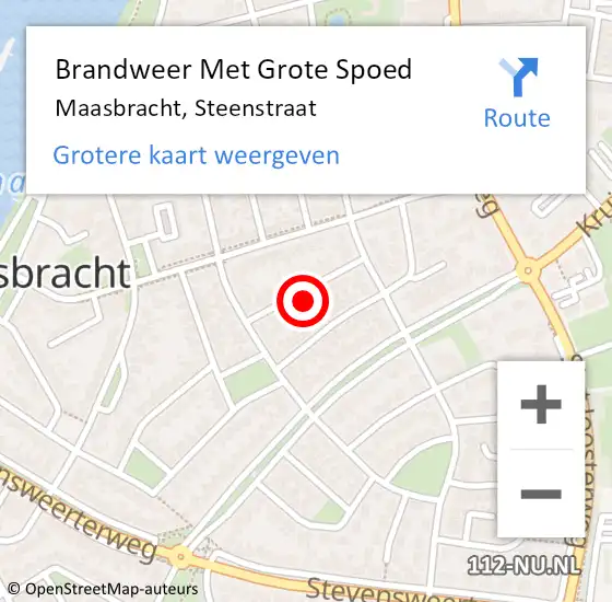 Locatie op kaart van de 112 melding: Brandweer Met Grote Spoed Naar Maasbracht, Steenstraat op 21 juni 2016 10:33