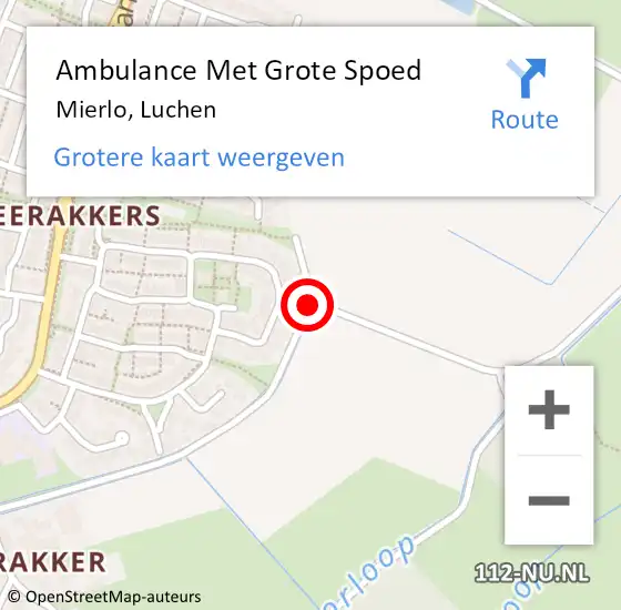 Locatie op kaart van de 112 melding: Ambulance Met Grote Spoed Naar Mierlo, Luchen op 21 juni 2016 10:46