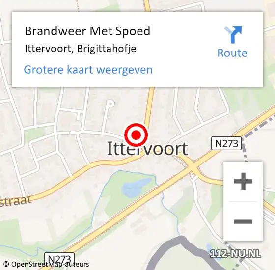 Locatie op kaart van de 112 melding: Brandweer Met Spoed Naar Ittervoort, Brigittahofje op 21 juni 2016 11:10