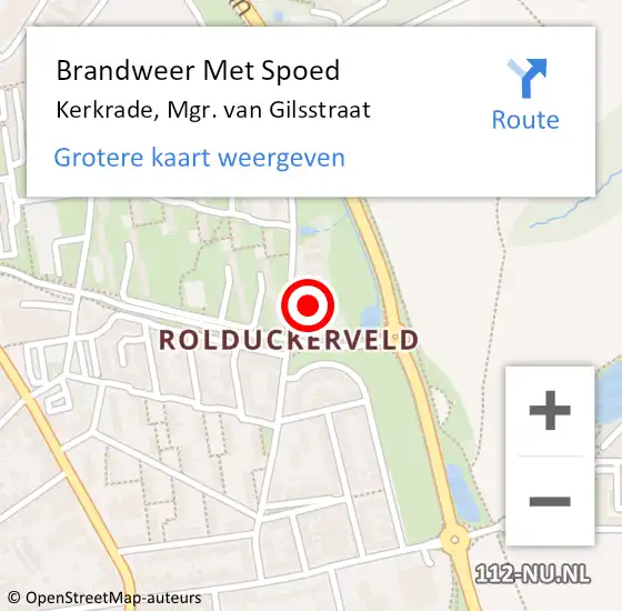 Locatie op kaart van de 112 melding: Brandweer Met Spoed Naar Kerkrade, Mgr. van Gilsstraat op 21 juni 2016 11:21