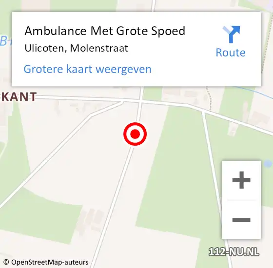 Locatie op kaart van de 112 melding: Ambulance Met Grote Spoed Naar Ulicoten, Molenstraat op 21 juni 2016 11:34