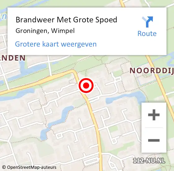 Locatie op kaart van de 112 melding: Brandweer Met Grote Spoed Naar Groningen, Wimpel op 21 juni 2016 11:52