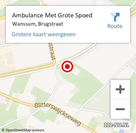 Locatie op kaart van de 112 melding: Ambulance Met Grote Spoed Naar Wanssum, Brugstraat op 21 juni 2016 12:42