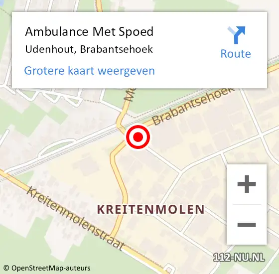 Locatie op kaart van de 112 melding: Ambulance Met Spoed Naar Udenhout, Brabantsehoek op 21 juni 2016 12:55