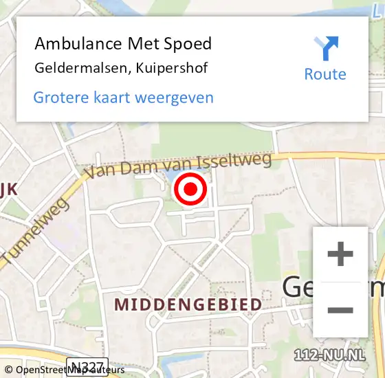 Locatie op kaart van de 112 melding: Ambulance Met Spoed Naar Geldermalsen, Kuipershof op 21 juni 2016 12:56