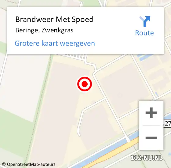 Locatie op kaart van de 112 melding: Brandweer Met Spoed Naar Beringe, Zwenkgras op 21 juni 2016 13:00