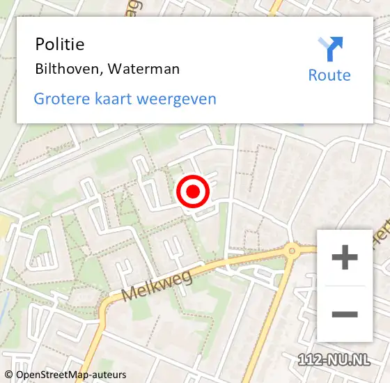 Locatie op kaart van de 112 melding: Politie Bilthoven, Waterman op 21 juni 2016 14:27