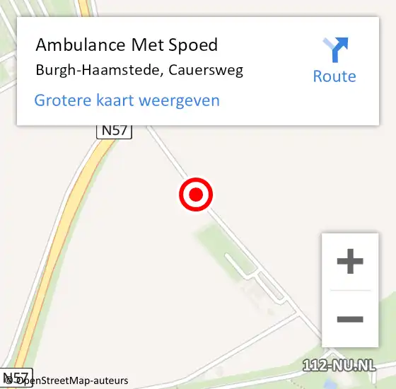 Locatie op kaart van de 112 melding: Ambulance Met Spoed Naar Burgh-Haamstede, Cauersweg op 21 juni 2016 14:53