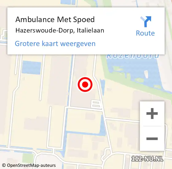 Locatie op kaart van de 112 melding: Ambulance Met Spoed Naar Hazerswoude-Dorp, Italielaan op 21 juni 2016 16:29