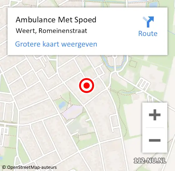 Locatie op kaart van de 112 melding: Ambulance Met Spoed Naar Weert, Romeinenstraat op 18 december 2013 21:30