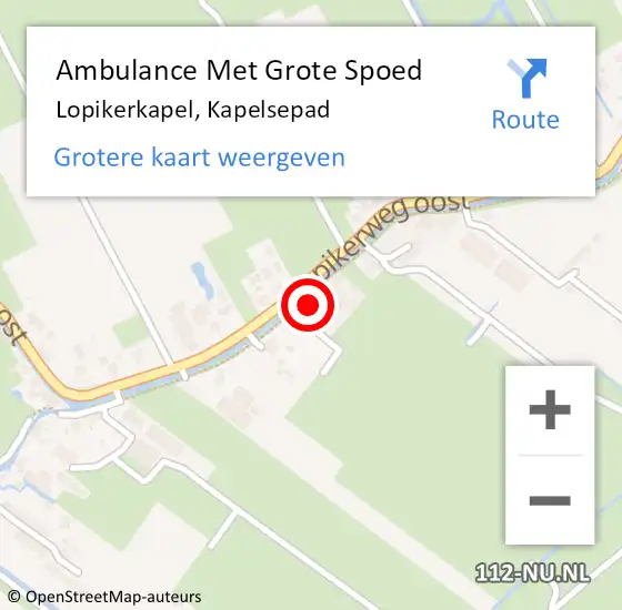 Locatie op kaart van de 112 melding: Ambulance Met Grote Spoed Naar Lopikerkapel, Kapelsepad op 21 juni 2016 16:48