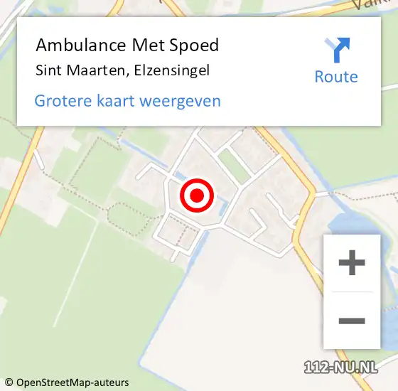 Locatie op kaart van de 112 melding: Ambulance Met Spoed Naar Sint Maarten, Elzensingel op 21 juni 2016 18:05