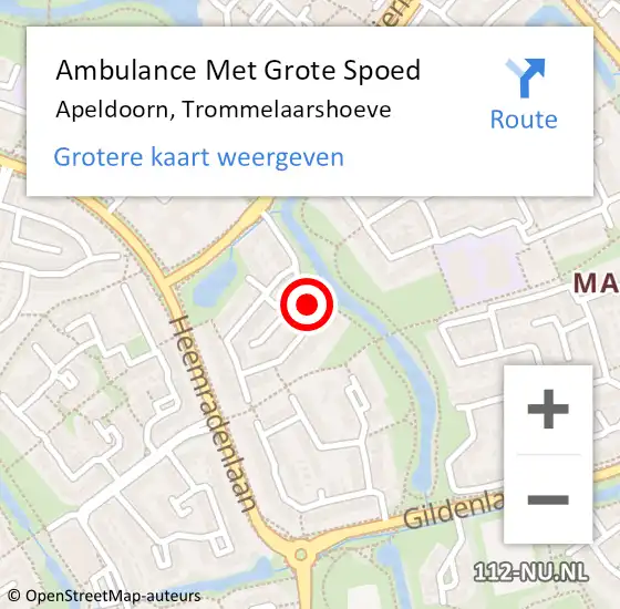 Locatie op kaart van de 112 melding: Ambulance Met Grote Spoed Naar Apeldoorn, Trommelaarshoeve op 21 juni 2016 18:08