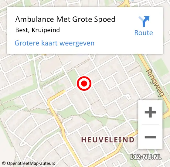 Locatie op kaart van de 112 melding: Ambulance Met Grote Spoed Naar Best, Kruipeind op 21 juni 2016 18:56