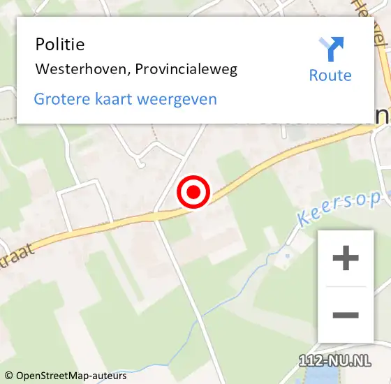 Locatie op kaart van de 112 melding: Politie Westerhoven, Provincialeweg op 21 juni 2016 19:28