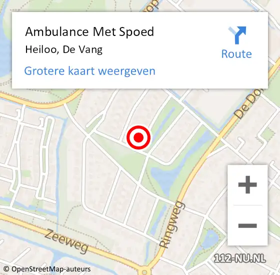 Locatie op kaart van de 112 melding: Ambulance Met Spoed Naar Heiloo, De Vang op 21 juni 2016 19:43