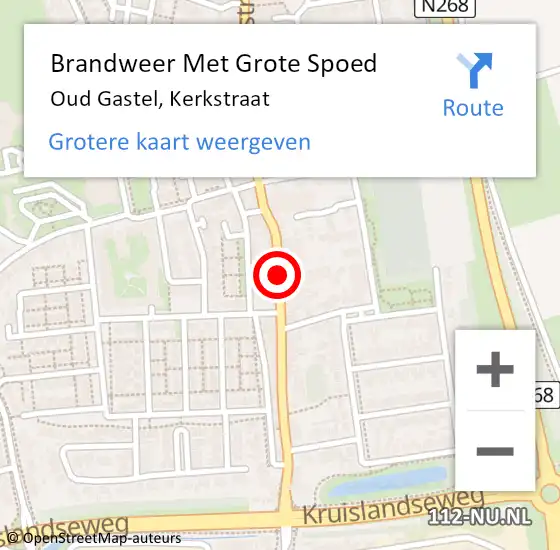 Locatie op kaart van de 112 melding: Brandweer Met Grote Spoed Naar Oud Gastel, Kerkstraat op 21 juni 2016 20:01