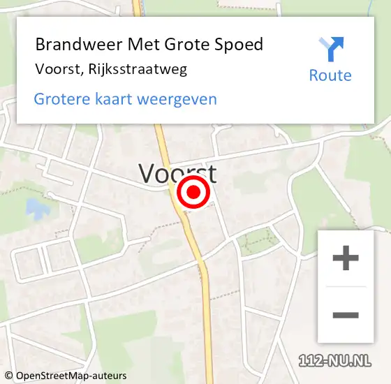 Locatie op kaart van de 112 melding: Brandweer Met Grote Spoed Naar Voorst, Rijksstraatweg op 21 juni 2016 20:01