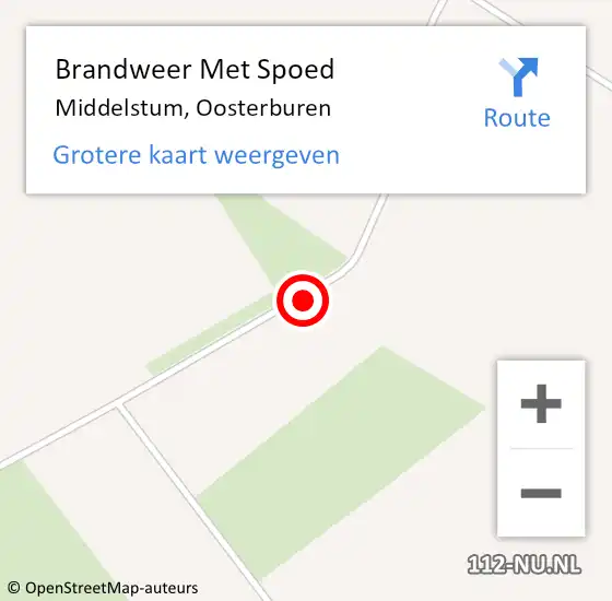 Locatie op kaart van de 112 melding: Brandweer Met Spoed Naar Middelstum, Oosterburen op 21 juni 2016 20:16