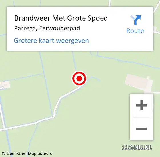 Locatie op kaart van de 112 melding: Brandweer Met Grote Spoed Naar Parrega, Ferwouderpad op 18 december 2013 22:32