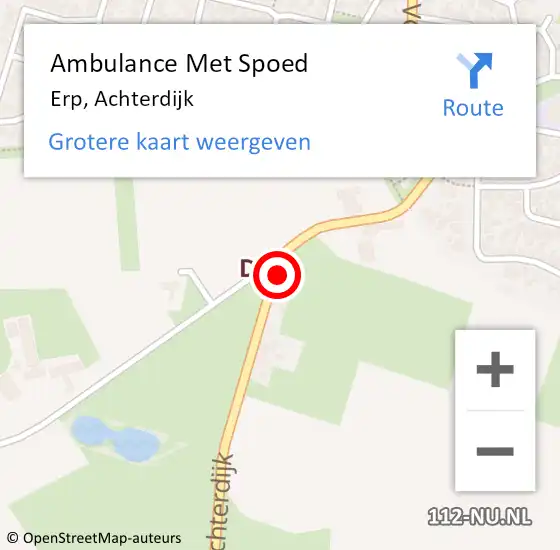 Locatie op kaart van de 112 melding: Ambulance Met Spoed Naar Erp, Achterdijk op 22 juni 2016 06:49