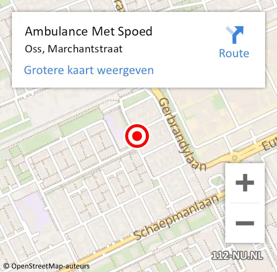 Locatie op kaart van de 112 melding: Ambulance Met Spoed Naar Oss, Marchantstraat op 22 juni 2016 07:20