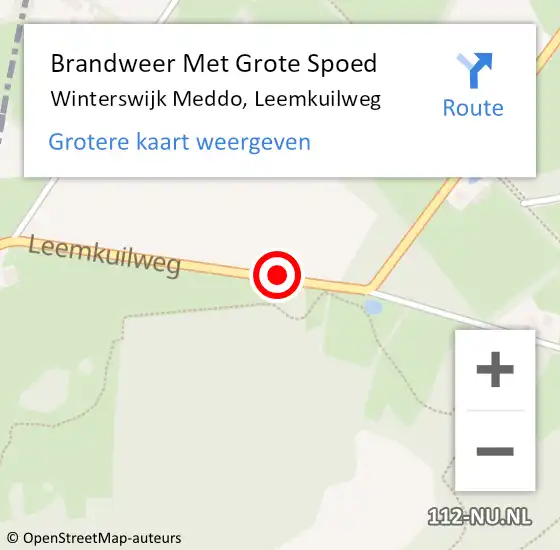 Locatie op kaart van de 112 melding: Brandweer Met Grote Spoed Naar Winterswijk Meddo, Leemkuilweg op 22 juni 2016 07:21