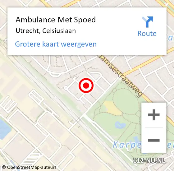 Locatie op kaart van de 112 melding: Ambulance Met Spoed Naar Utrecht, Celsiuslaan op 22 juni 2016 07:39