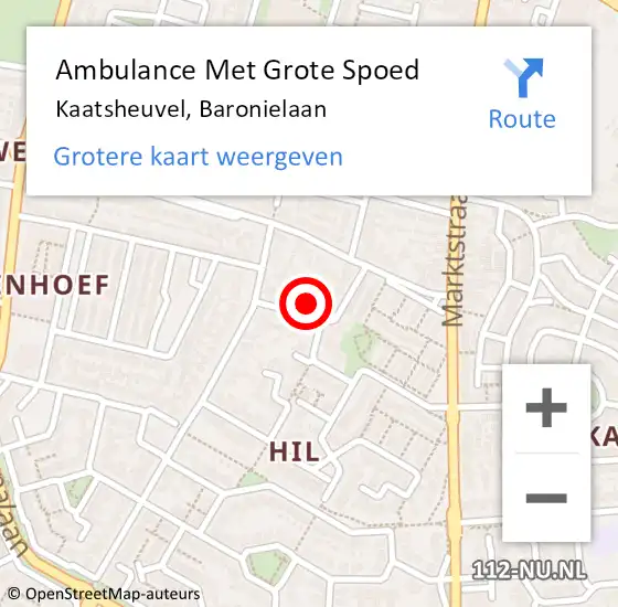 Locatie op kaart van de 112 melding: Ambulance Met Grote Spoed Naar Kaatsheuvel, Baronielaan op 22 juni 2016 07:50