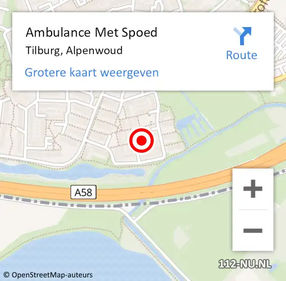 Locatie op kaart van de 112 melding: Ambulance Met Spoed Naar Tilburg, Alpenwoud op 22 juni 2016 07:51