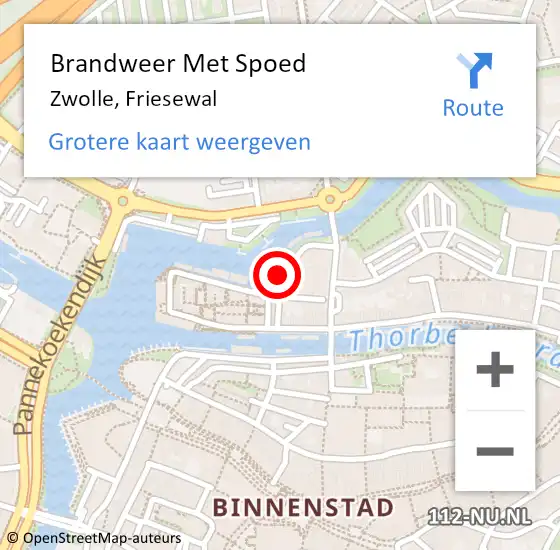 Locatie op kaart van de 112 melding: Brandweer Met Spoed Naar Zwolle, Friesewal op 22 juni 2016 09:00