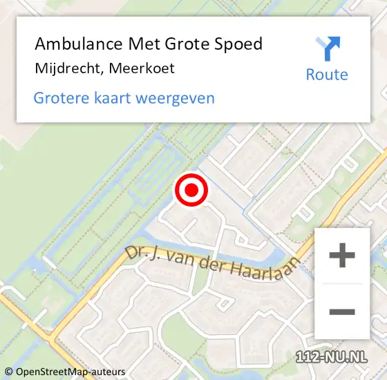 Locatie op kaart van de 112 melding: Ambulance Met Grote Spoed Naar Mijdrecht, Meerkoet op 22 juni 2016 09:11