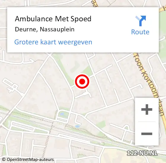 Locatie op kaart van de 112 melding: Ambulance Met Spoed Naar Deurne, Nassauplein op 22 juni 2016 09:29