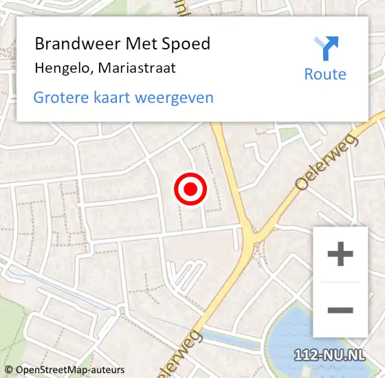 Locatie op kaart van de 112 melding: Brandweer Met Spoed Naar Hengelo, Mariastraat op 22 juni 2016 09:44