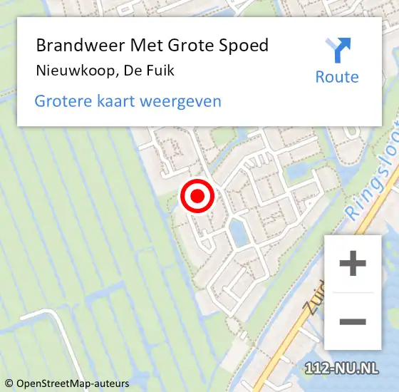 Locatie op kaart van de 112 melding: Brandweer Met Grote Spoed Naar Nieuwkoop, De Fuik op 22 juni 2016 10:05