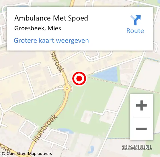 Locatie op kaart van de 112 melding: Ambulance Met Spoed Naar Groesbeek, Mies op 22 juni 2016 11:00