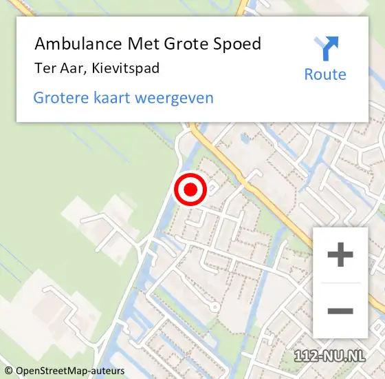 Locatie op kaart van de 112 melding: Ambulance Met Grote Spoed Naar Ter Aar, Kievitspad op 22 juni 2016 11:22