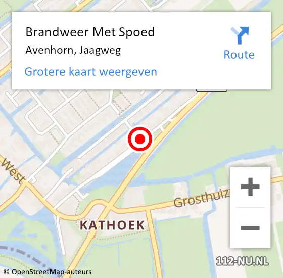 Locatie op kaart van de 112 melding: Brandweer Met Spoed Naar Avenhorn, Jaagweg op 22 juni 2016 11:54