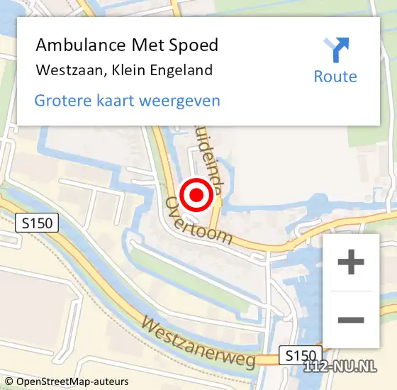 Locatie op kaart van de 112 melding: Ambulance Met Spoed Naar Westzaan, Klein Engeland op 22 juni 2016 12:29